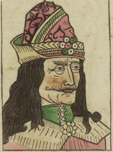 A woodcut of the historical Vlad Tepes from about the sixteenth century