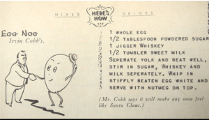 Irvin Cobb's Egg Nog Recipe circa 1941