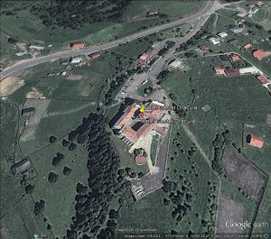 Aerial view of the Hotel Castel Dracula in the Borgo Pass from Google Earth